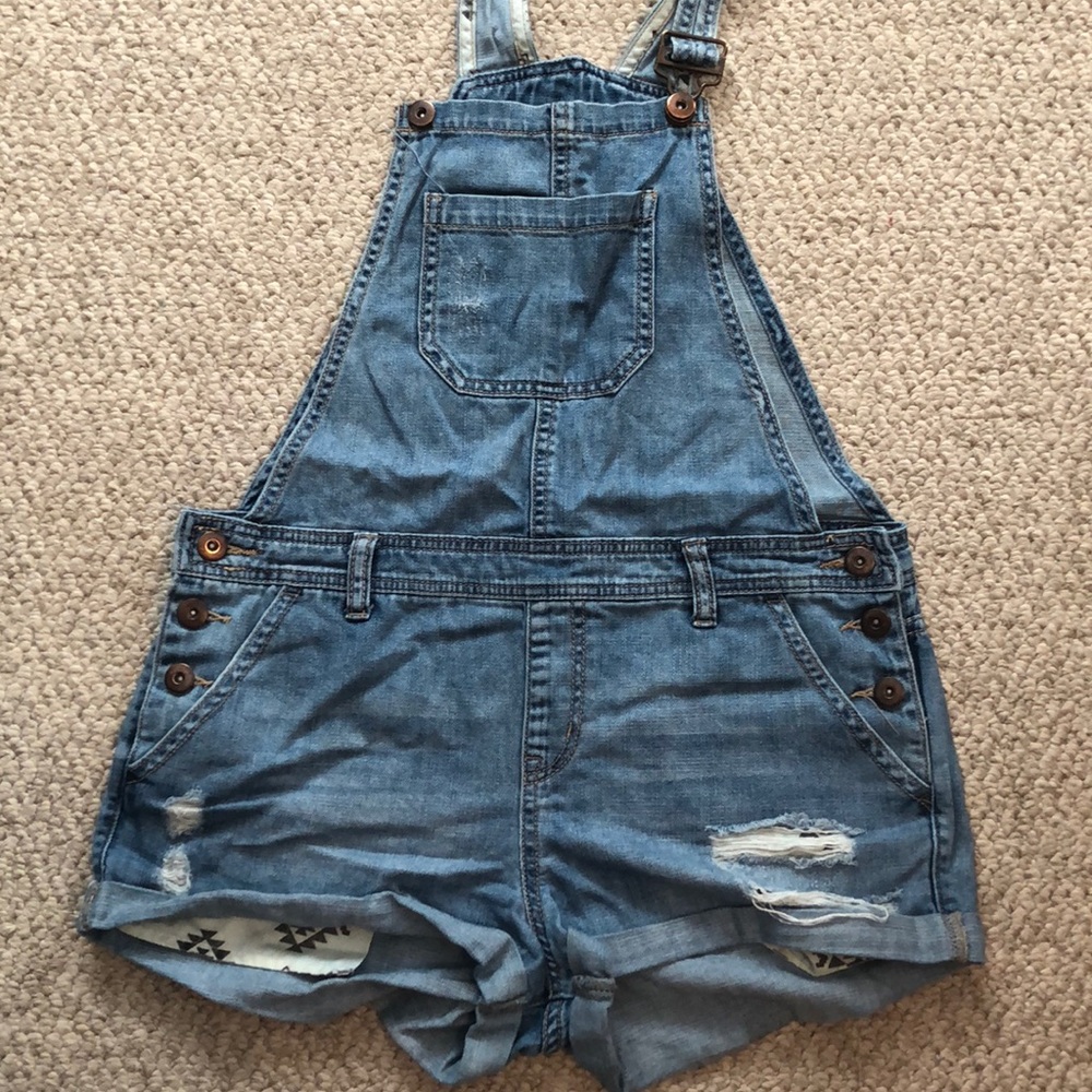 Blue jean overall shorts